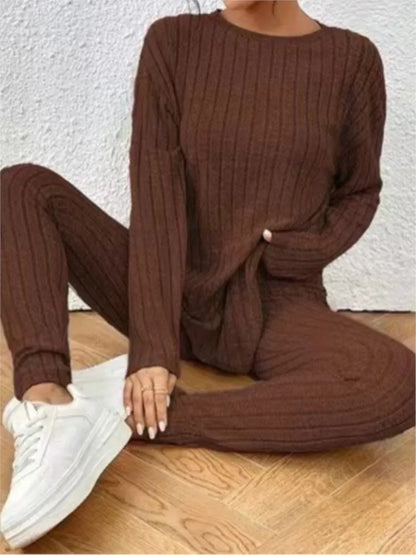 Ribbed Knit Two-Piece Lounge Set